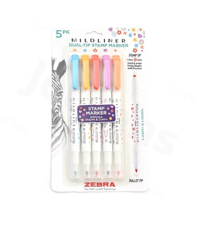 Zebra Mildliner Dual-Tip Stamp Marker Assorted 5pk