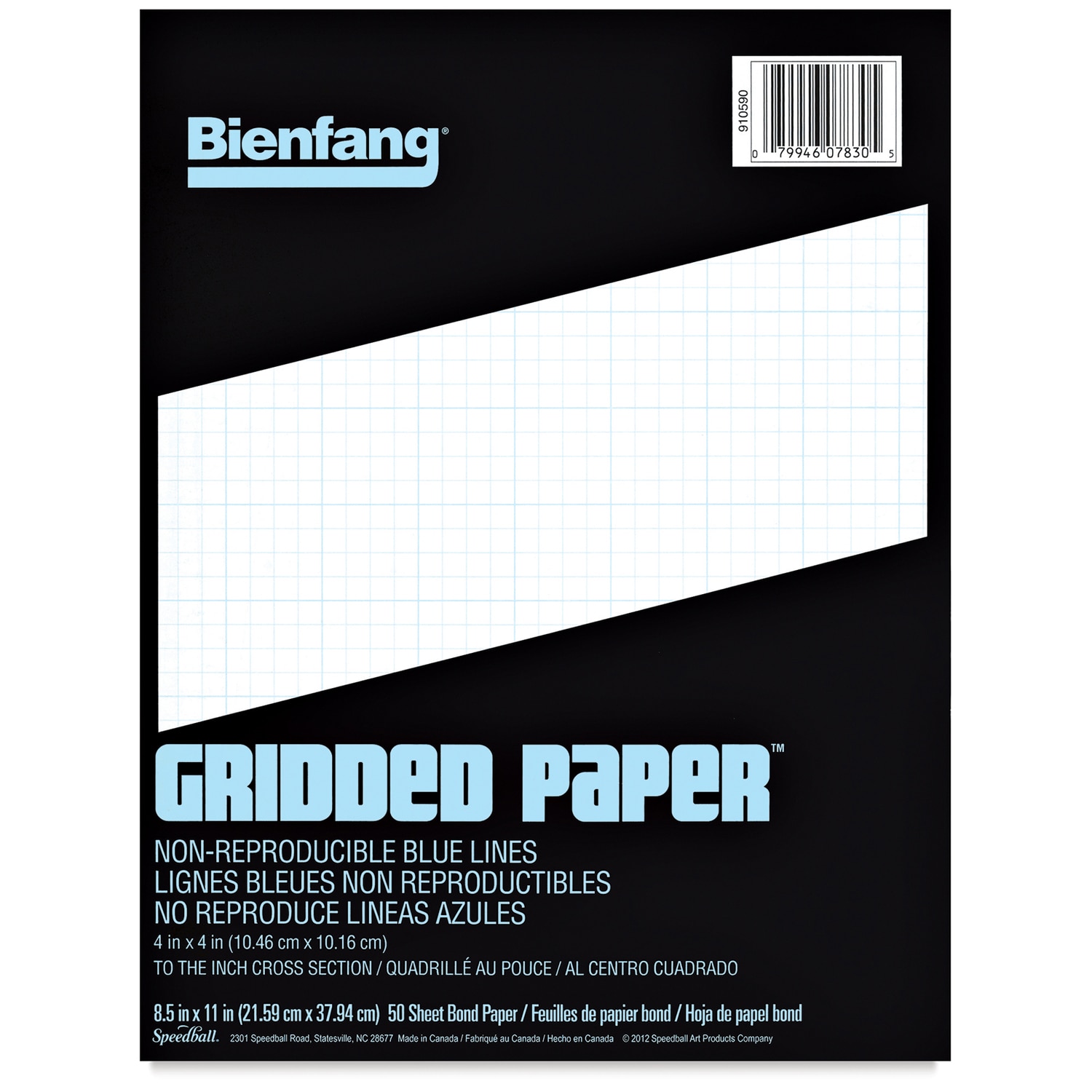 Bienfang Gridded Paper Pad - 4 x 4 Grid 8-1/2" x 11" 50 Sheets
