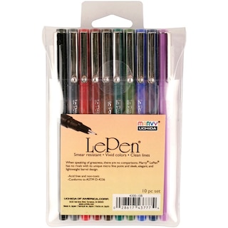 Image 1: Le Pen 10 Piece Set Dark: Black, Red, Blue, Green, Brown, Lavender, Olive Green, Dark Grey, Burgundy, Oriental Blue