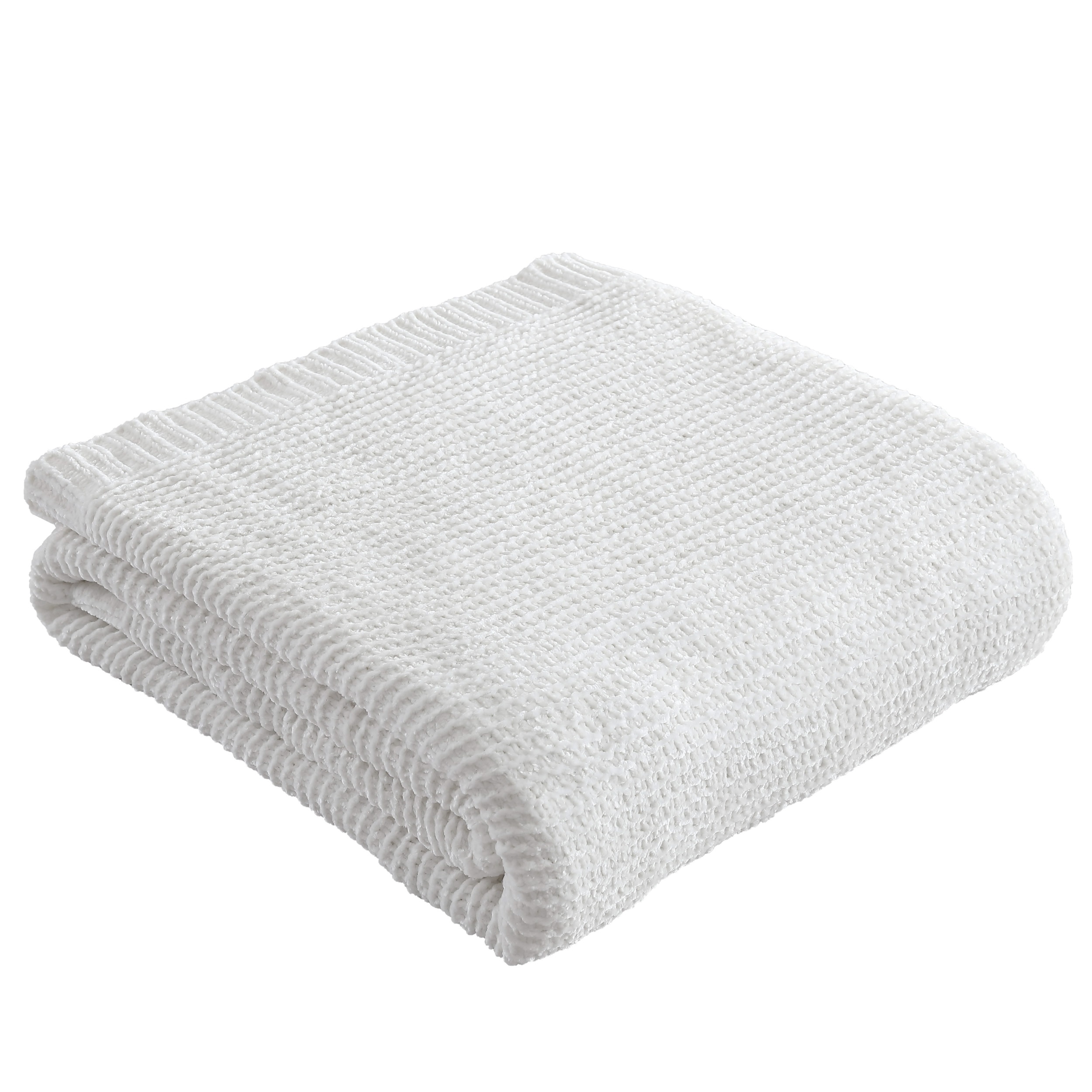 French Connection Eloise Ivory Lurex Chenille 50"X70" Throw Blanket