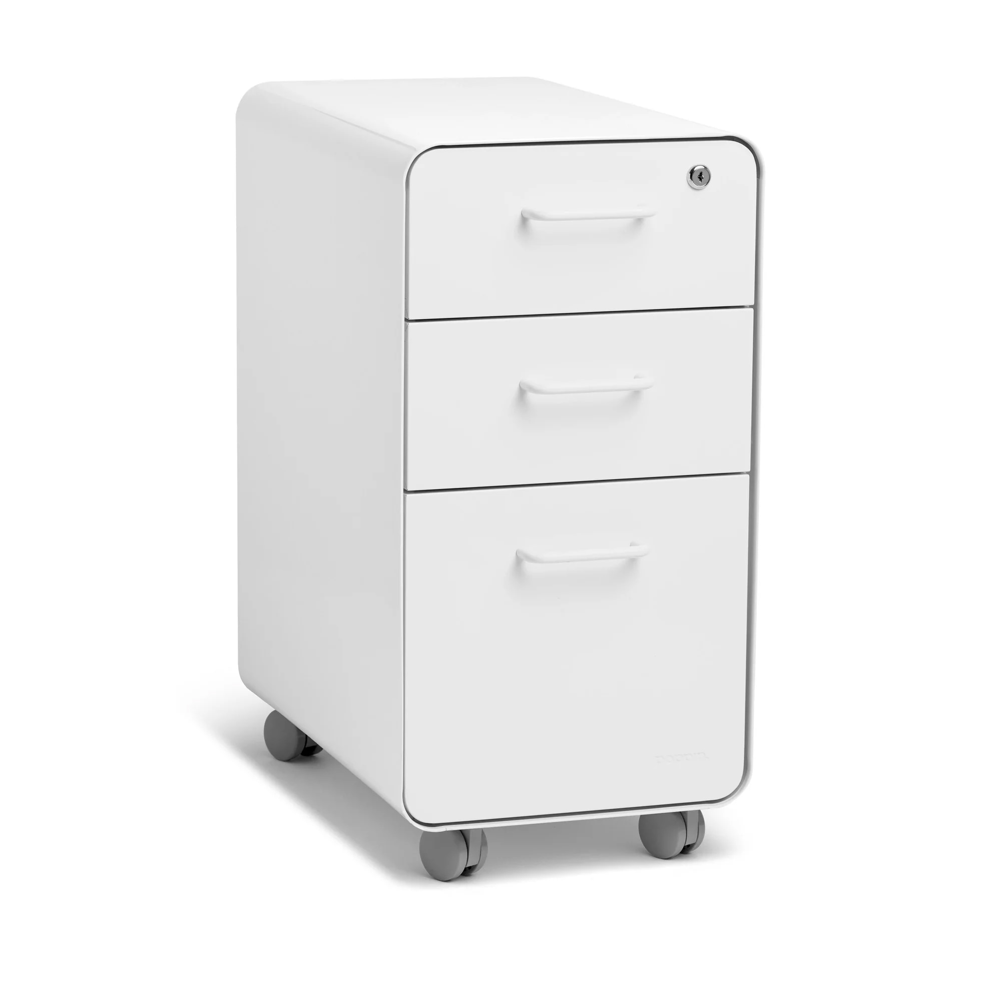 White Slim Stow 3-Drawer File Cabinet