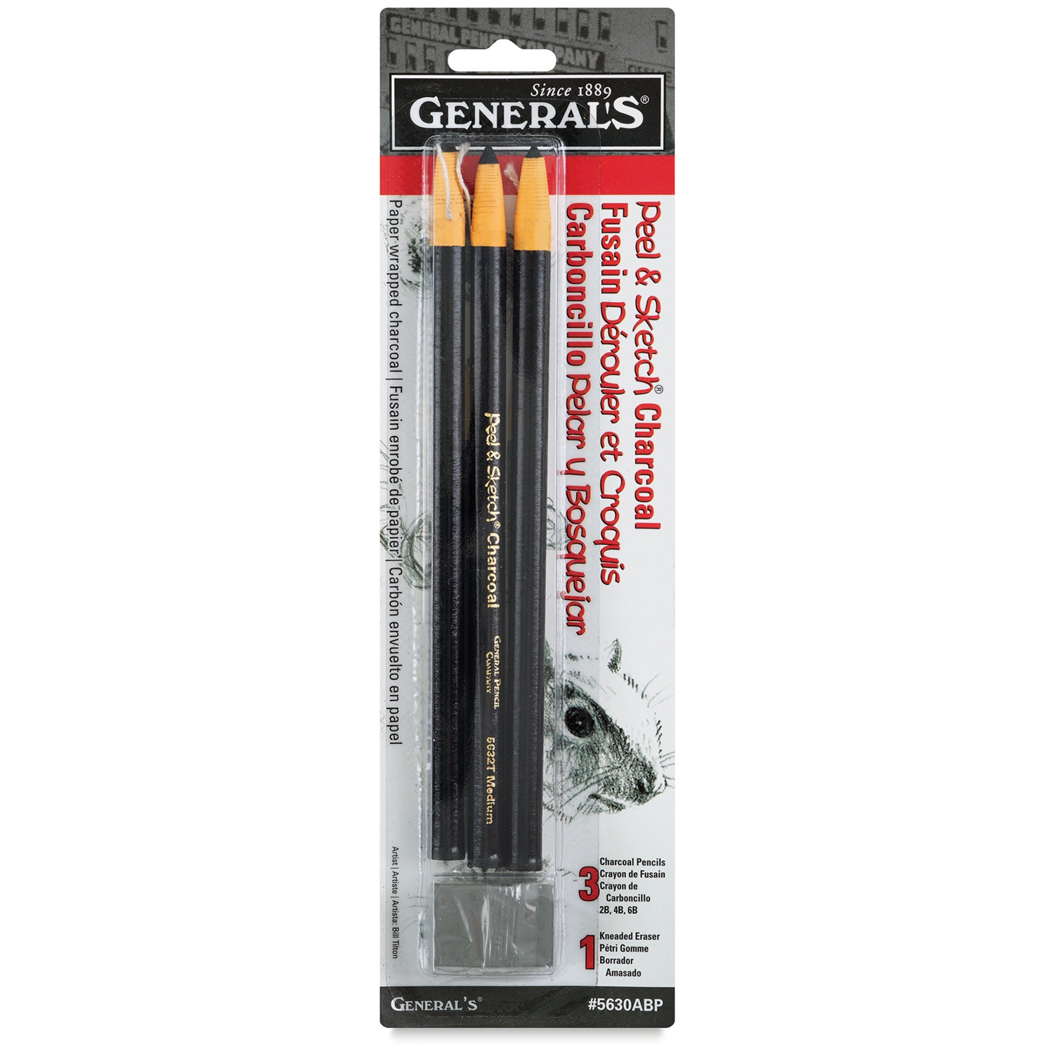 General Pencil Peel & Sketch Charcoal Pencil Set, 3/Pkg.