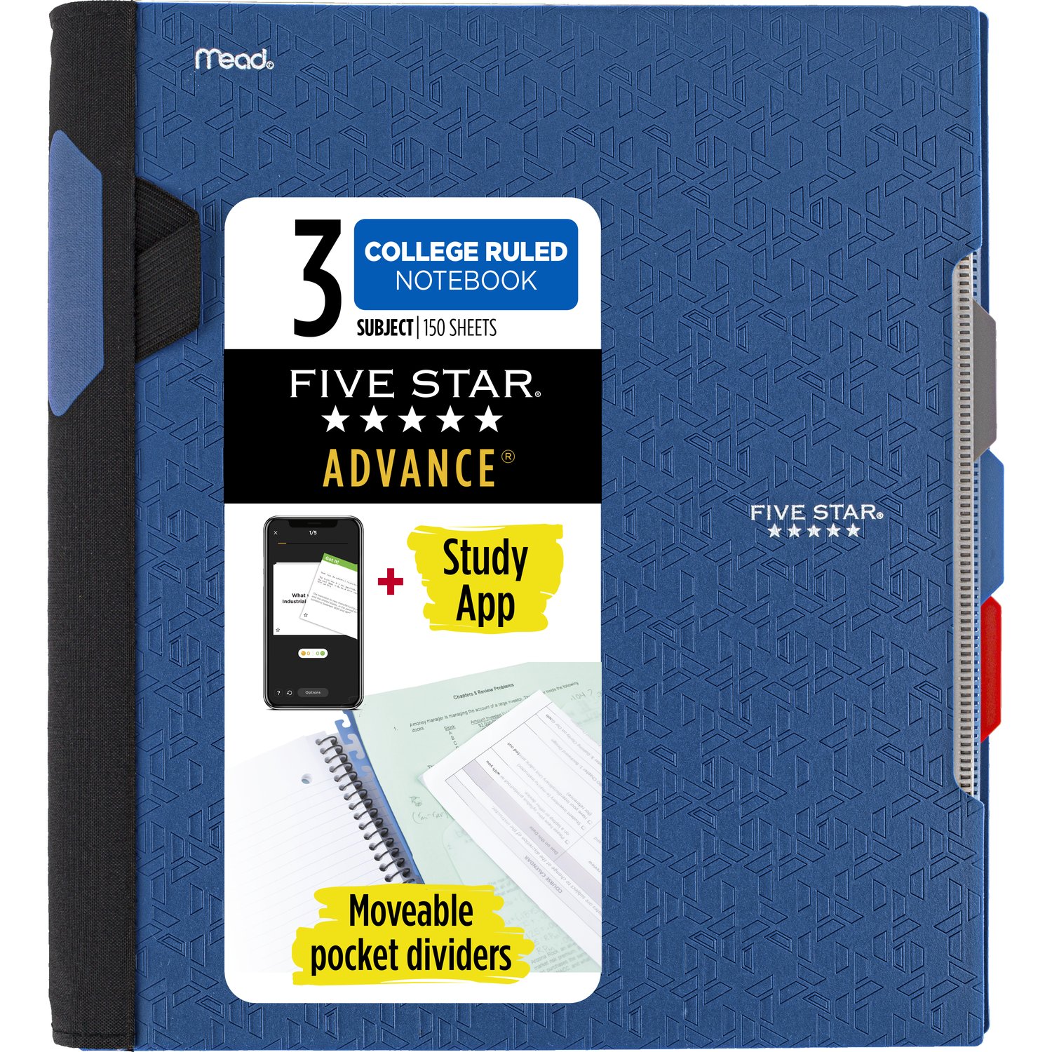 Five Star Advance Wirebound Notebook 3 Subject College Ruled 11 x 8 12 Assorted Colors