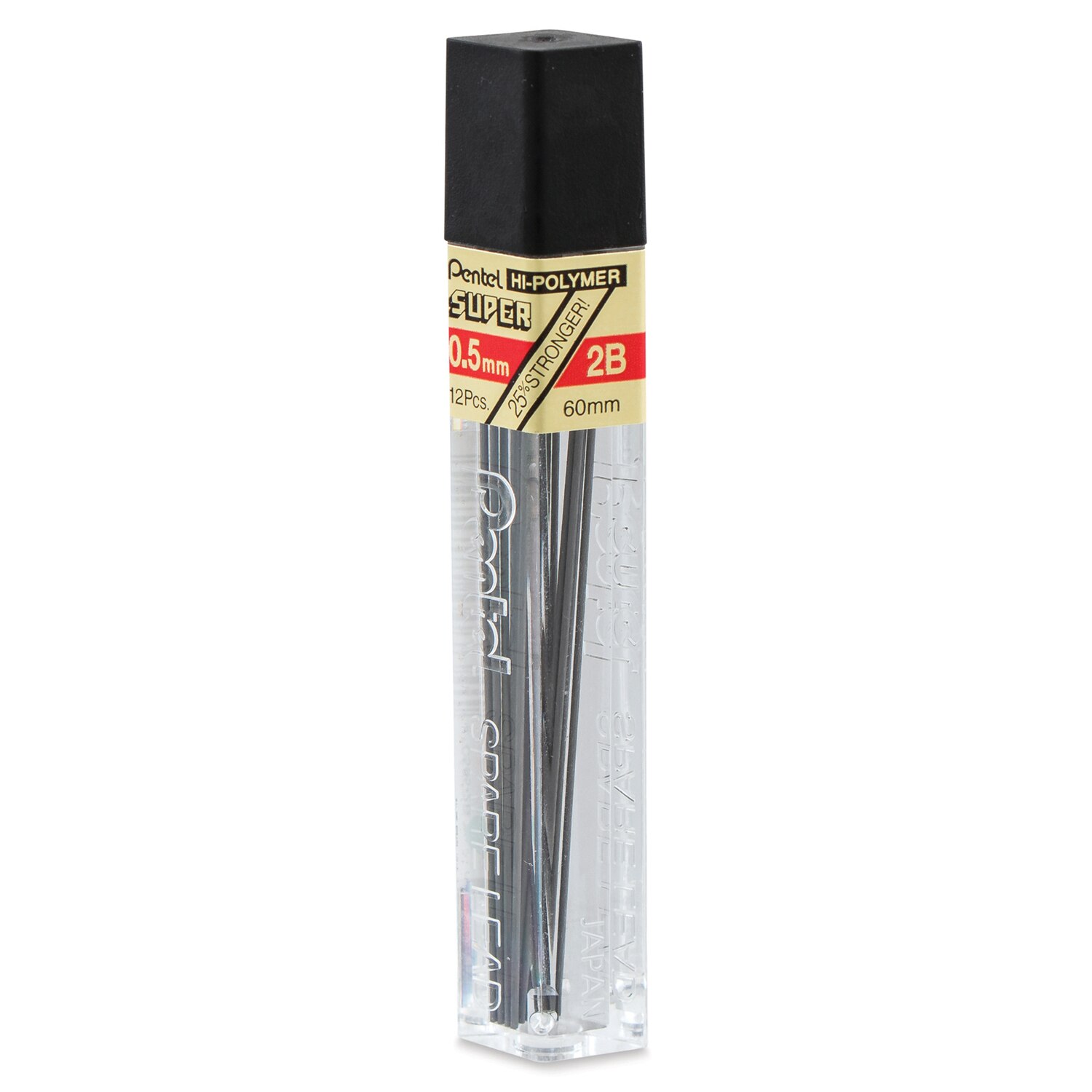 Pentel Super Hi-Polymer Lead Tube Refill, .5mm, 2B