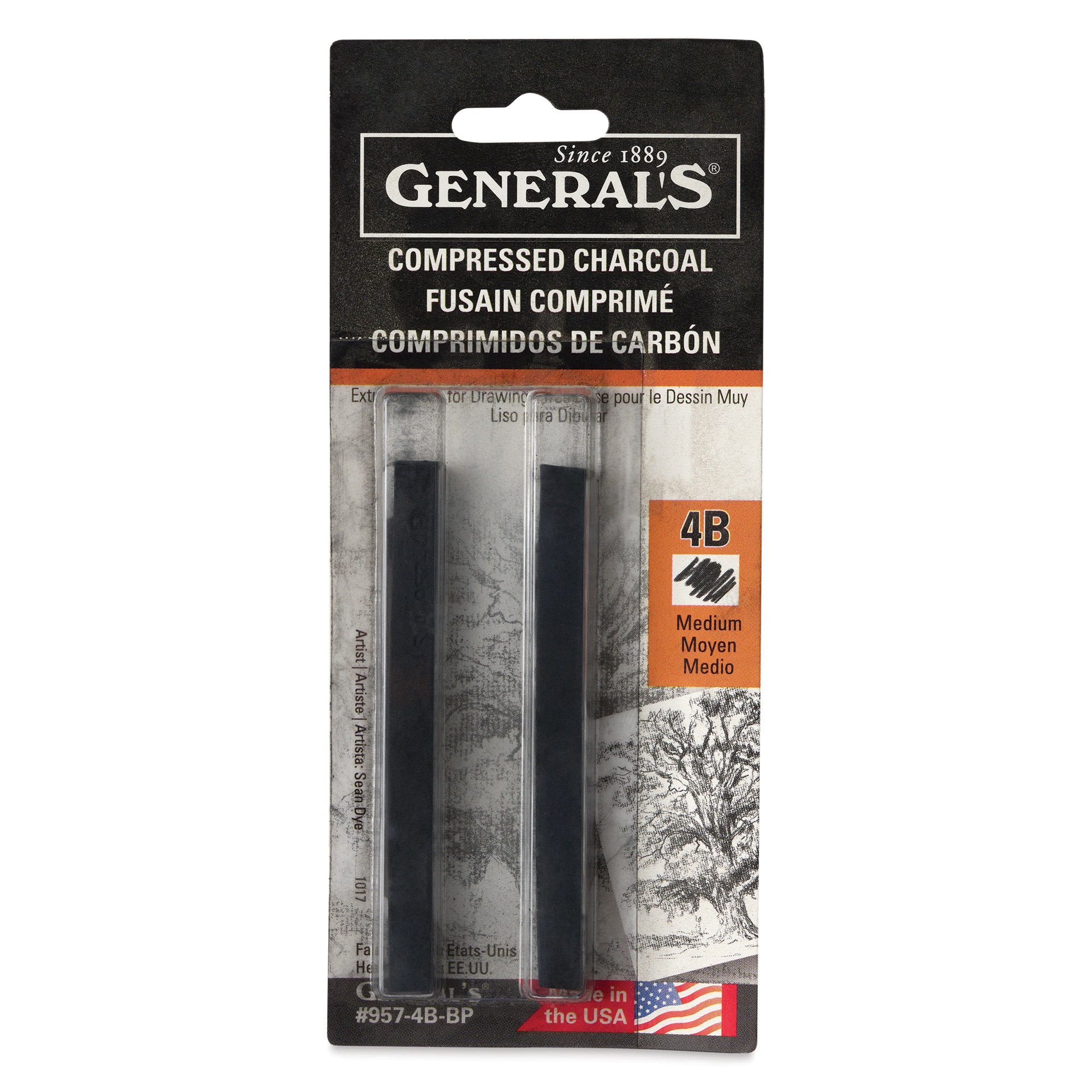 General Pencil Compressed Charcoal Set, 4B, Medium, 2/Pkg.