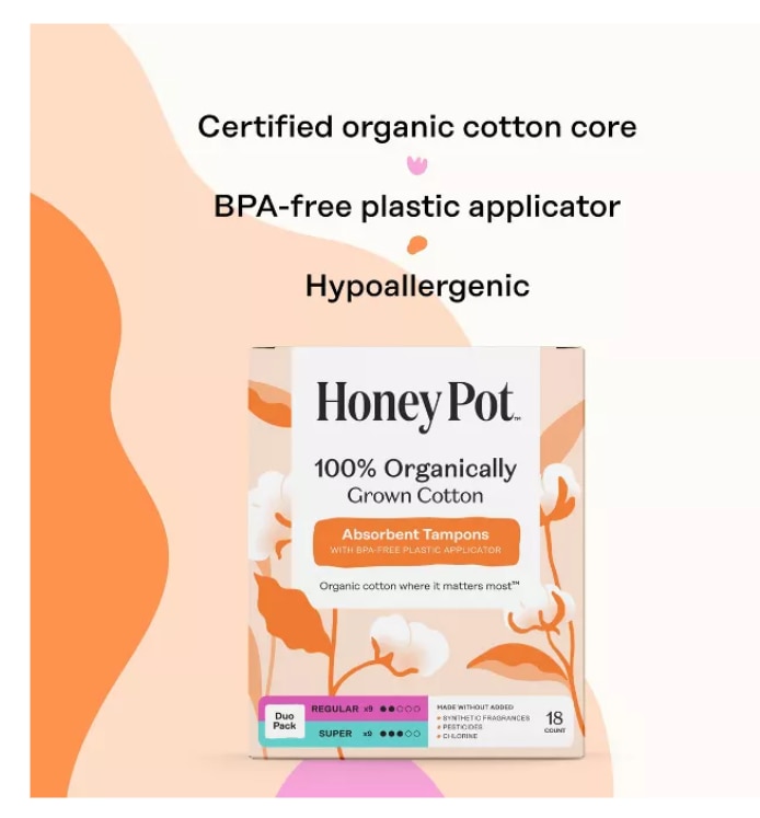 Honey Pot - Tampons Reg/Sup Duo Pack Organic - 18CT