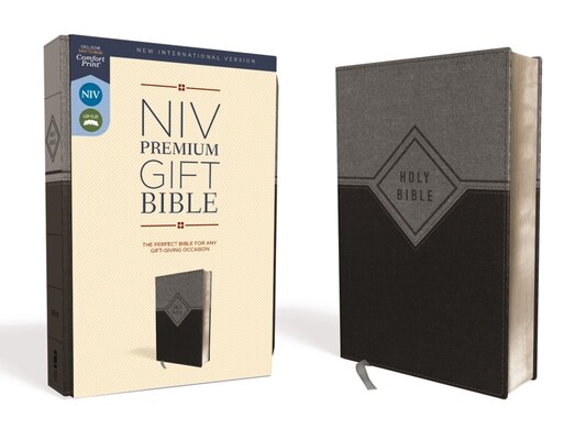 Niv  Premium Gift Bible  Leathersoft  Black/Gray  Red Letter Edition  Comfort Print
