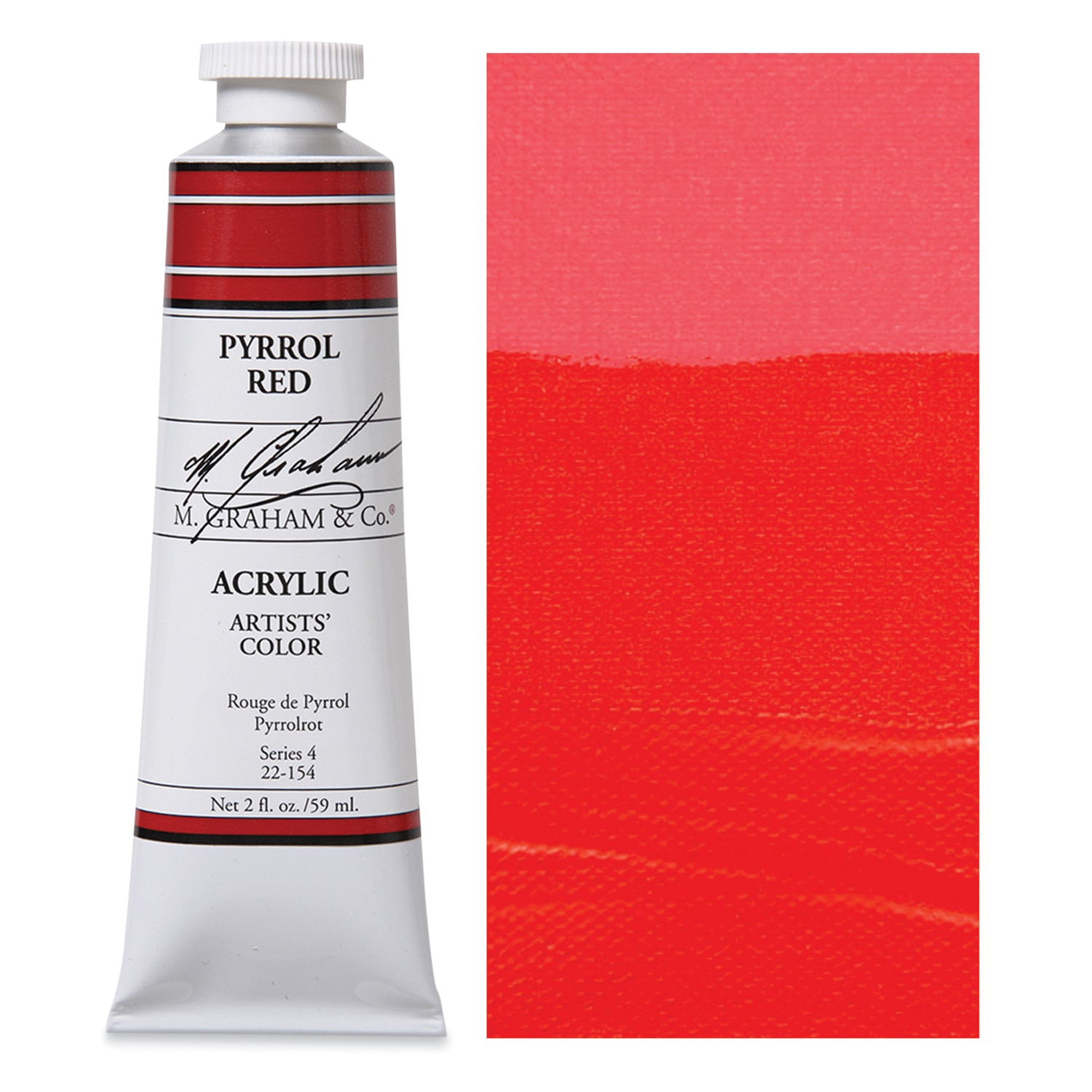 M. Graham Artists' Acrylics - Pyrrol Red 2 oz tube
