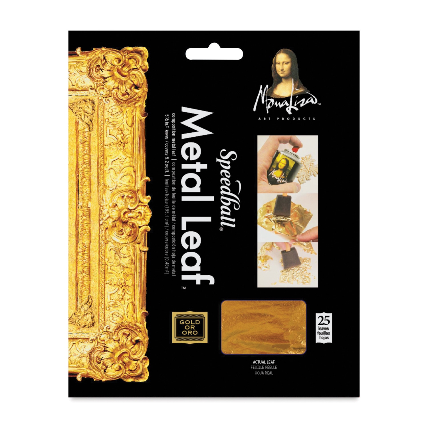 Mona Lisa Metal Leafing Sheet Gold 5-1/2in x 5-1/2in/Sheets Peggable