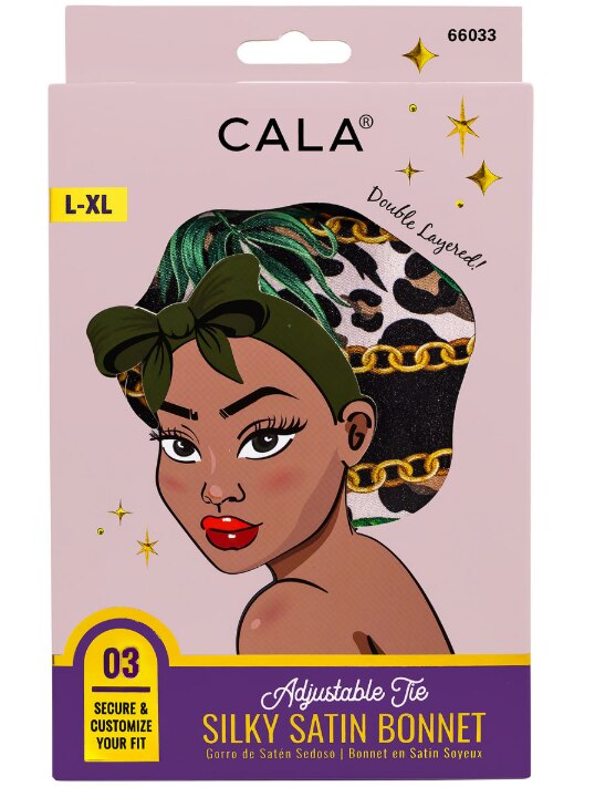 Cala - Hair Bonnet Adjustable Silky Satin Leopard