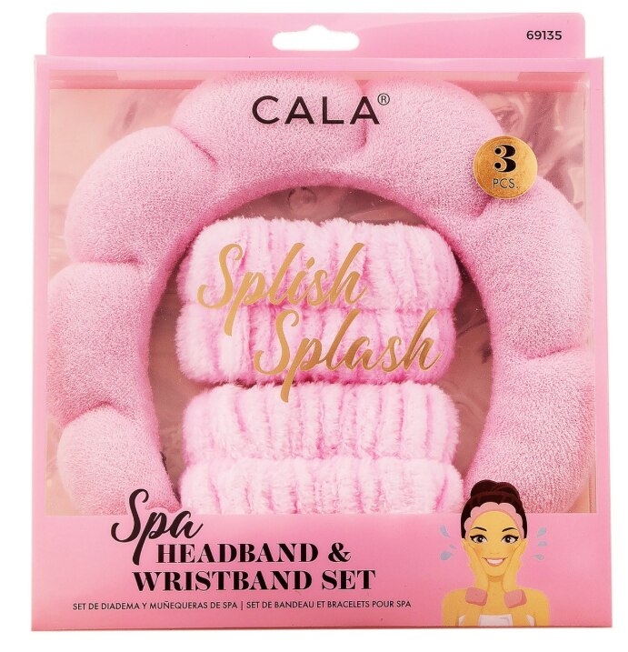 Cala - Spa Headband Wristband Set Pink