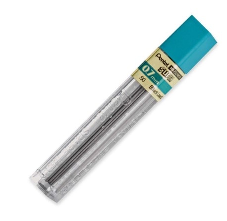 Pentel Super Hi-Polymer Leads, .7mm, 2B, 12/Pkg.