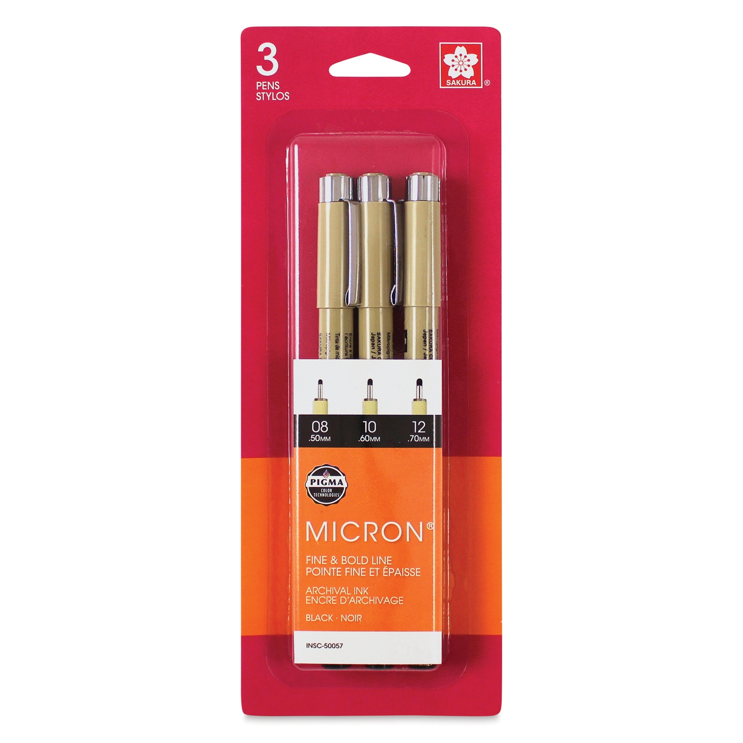 Sakura Pigma Micron Pens - Set of 3 Black Bold Sizes