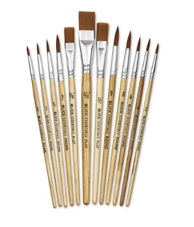 Blick Essentials Value Brush Set - Assorted Brushes Brown Nylon Set of 12