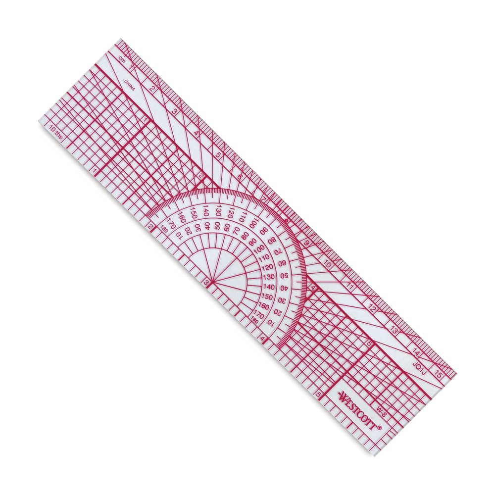 C-Thru Inch/Metric Protractor Ruler, Inch in 10ths- W-8 Engineers Scale