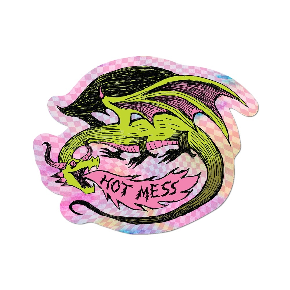 Hot Mess Dragon Die Cut Sticker