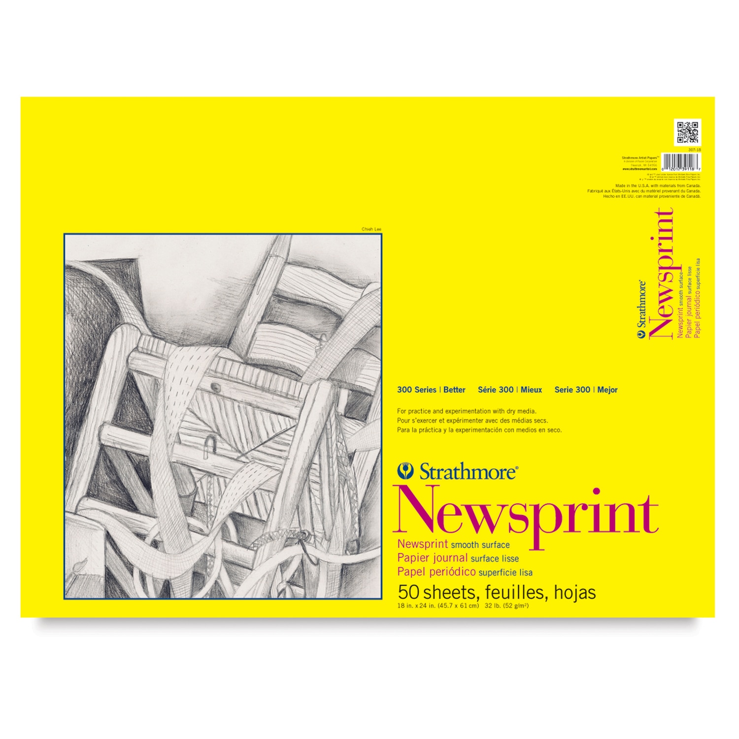 Strathmore 300 Series Newsprint Pad - Smooth 50 Sheets 18" x 24"