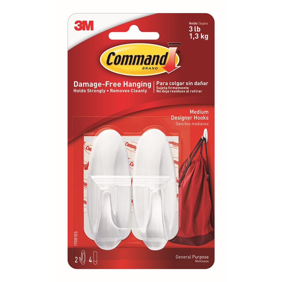 3M Command Medium Designer Hooks 2pk