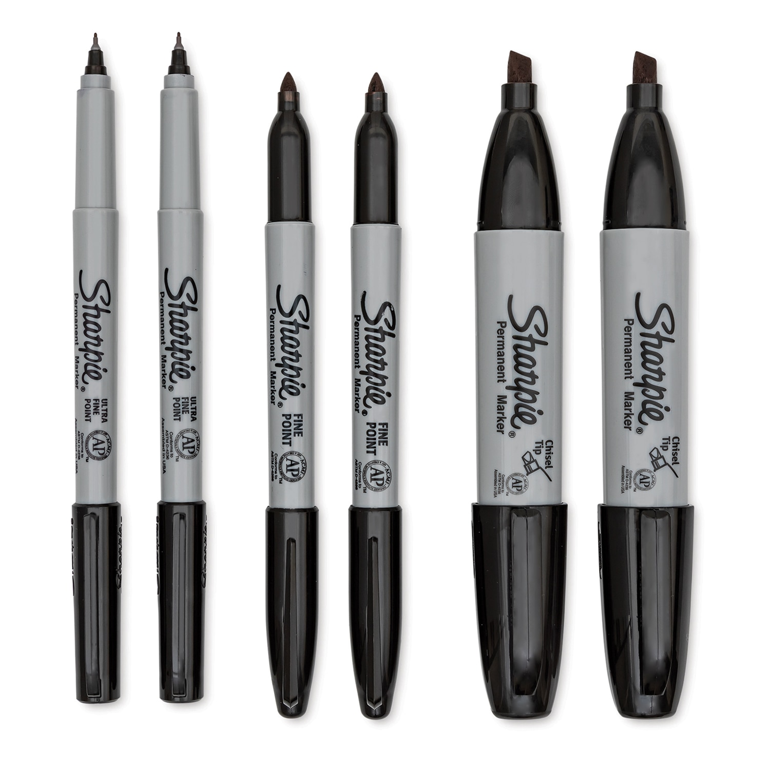 Sharpie Permanent Markers Variety Pack - Black Set of 6