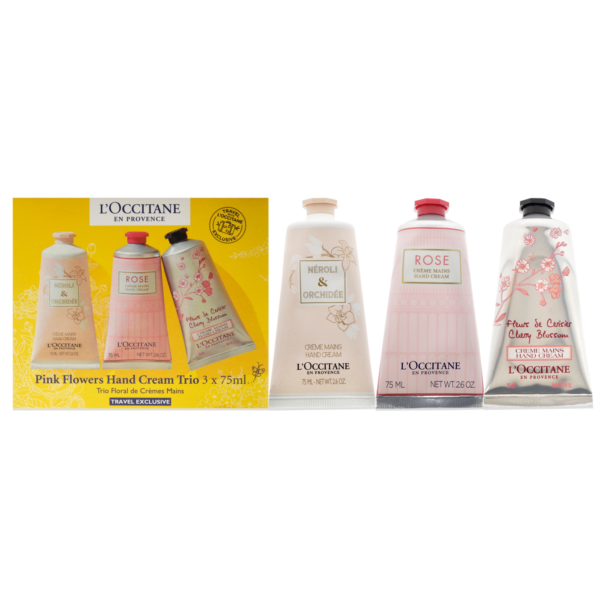 Pink Flowers Hand Cream Trio - LOccitane- 3 x 2.6 oz