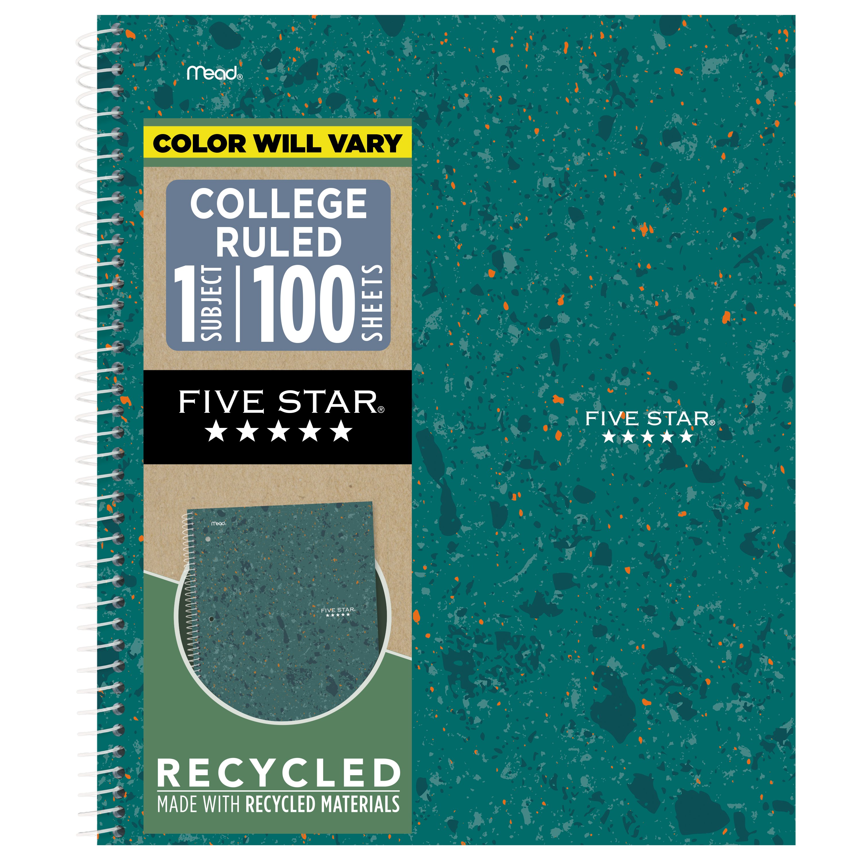 Five Star(R) Recycled Notebook Plus Study App 1 Subject College Ruled 8 1/2" x 11" Design Chosen For You