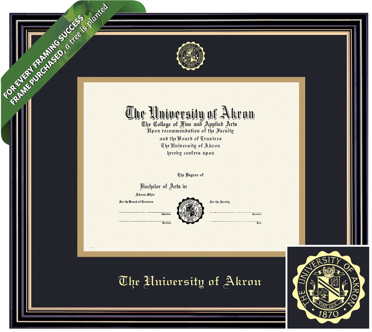 Framing Success 8.5 x 11 Prestige Gold Embossed School Seal Bachelors Masters Diploma Frame