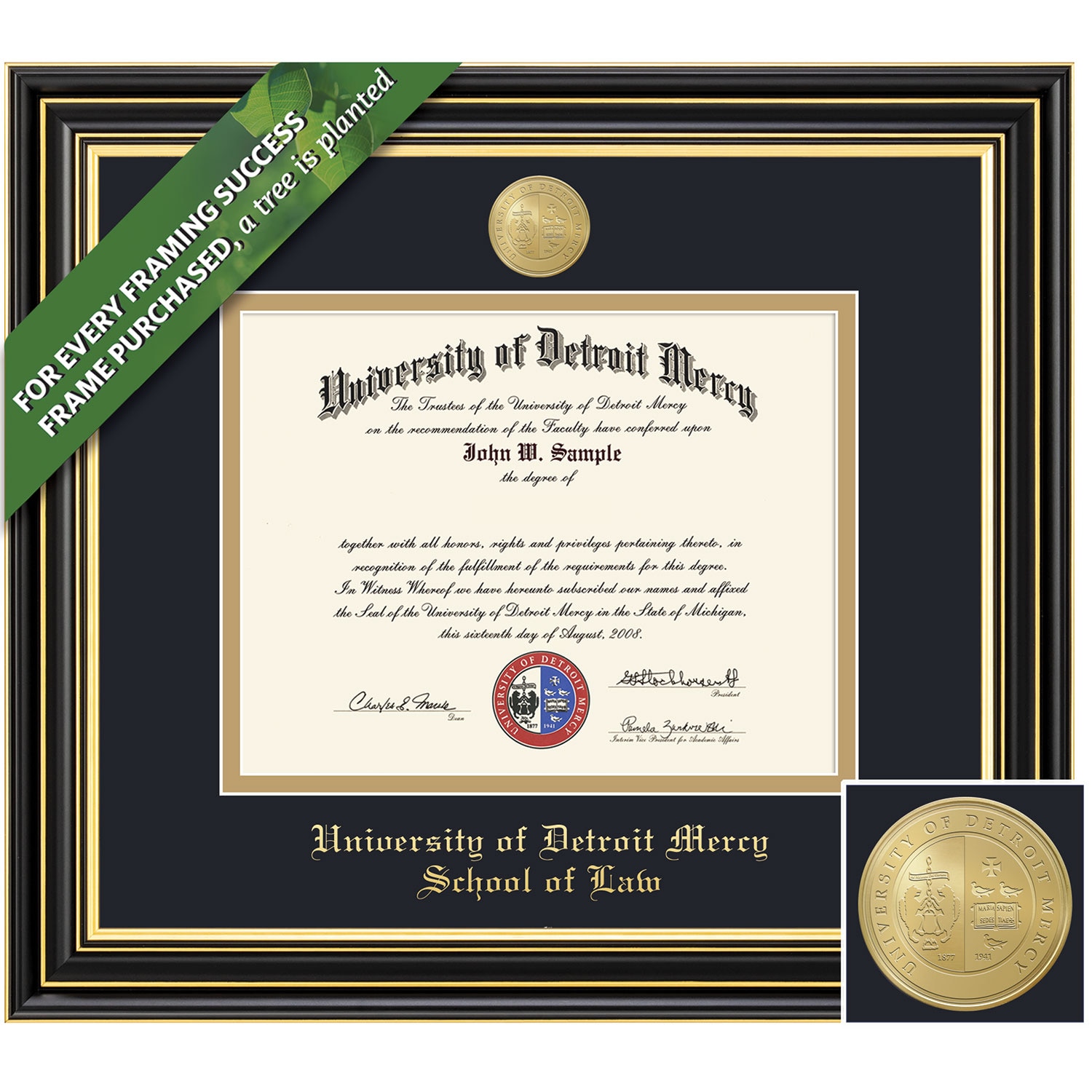 Framing Success 11 x 14 Prestige Gold Medallion Law Diploma Frame