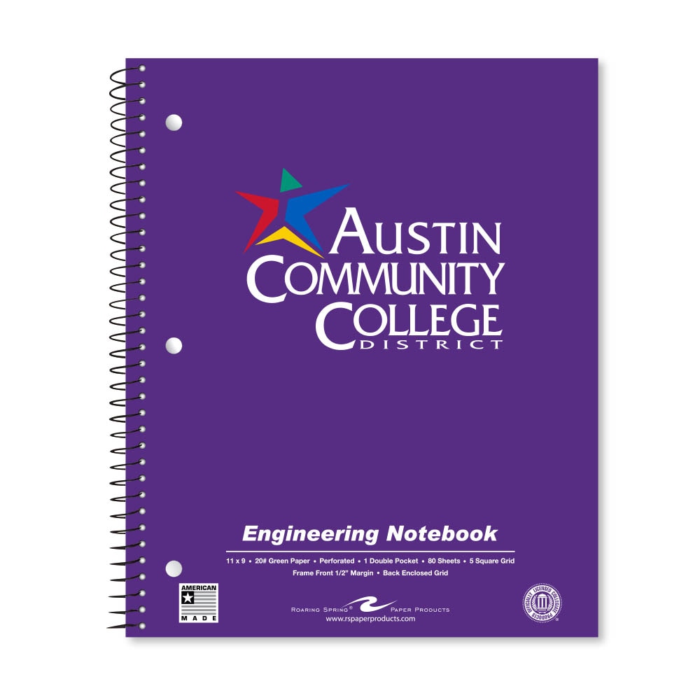 School Spirit Engineering Notebook, Green Tint 20# Paper with 1 Double Pocket