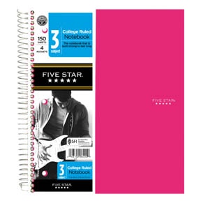 Five Star Trend Wirebound Notebook 3 Subject College Ruled 11 x 8 12 Assorted Colors