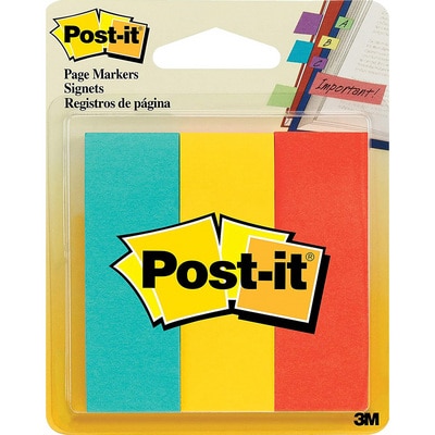 3M Post-it Page Markers Neon Colors, 3 Pads