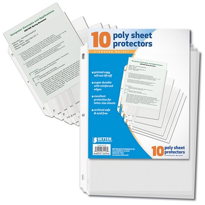 Better Office Products Poly Sheet Protectors 10 Count