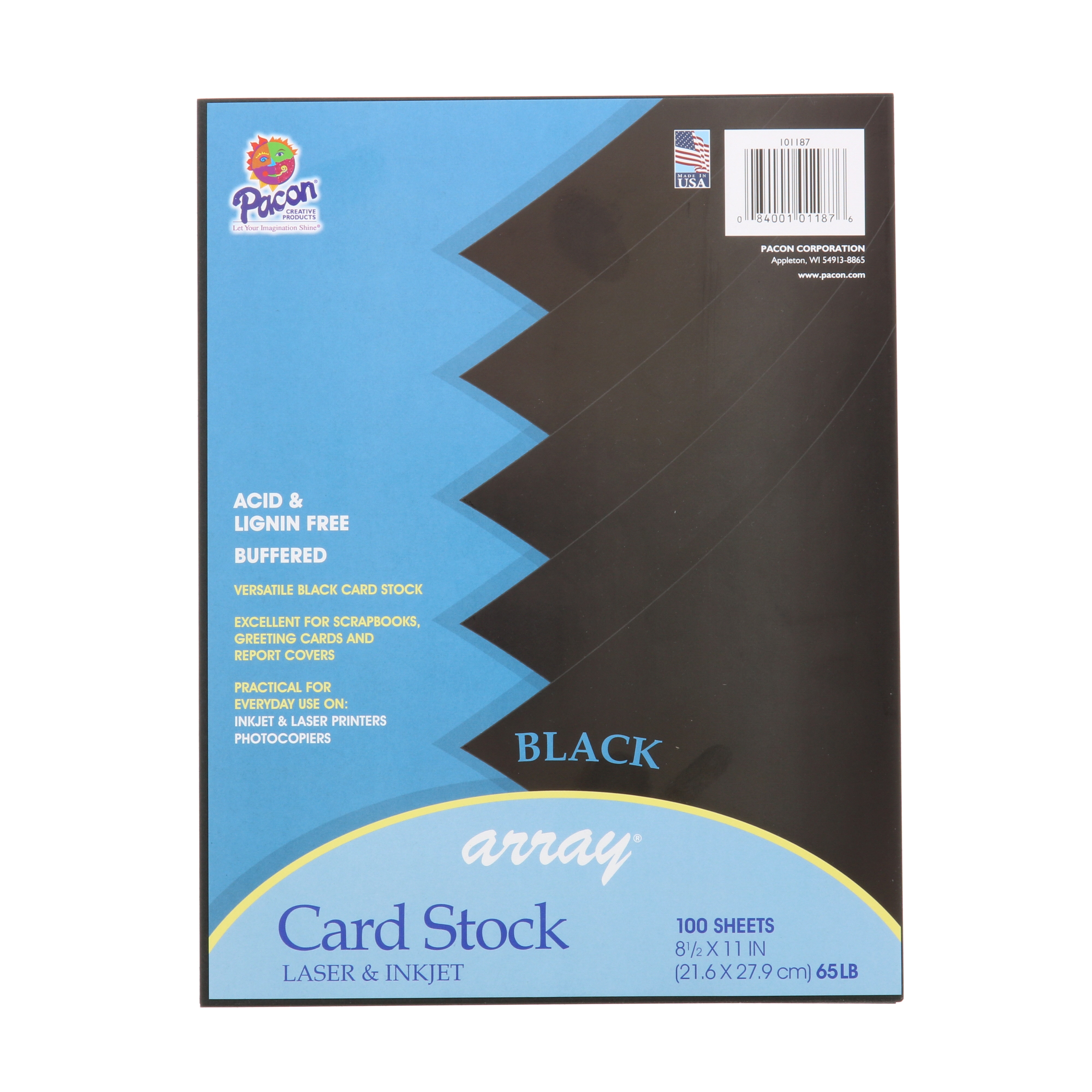 Pacon Card Stock, 100 Sheets, 8.5" x 11", Black,