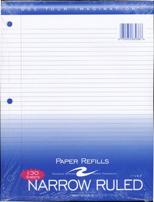 Filler Paper 130 Ct Narrow Ruled