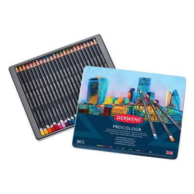 Derwent Procolour Pencil Set, 24-Pencil Tin Set