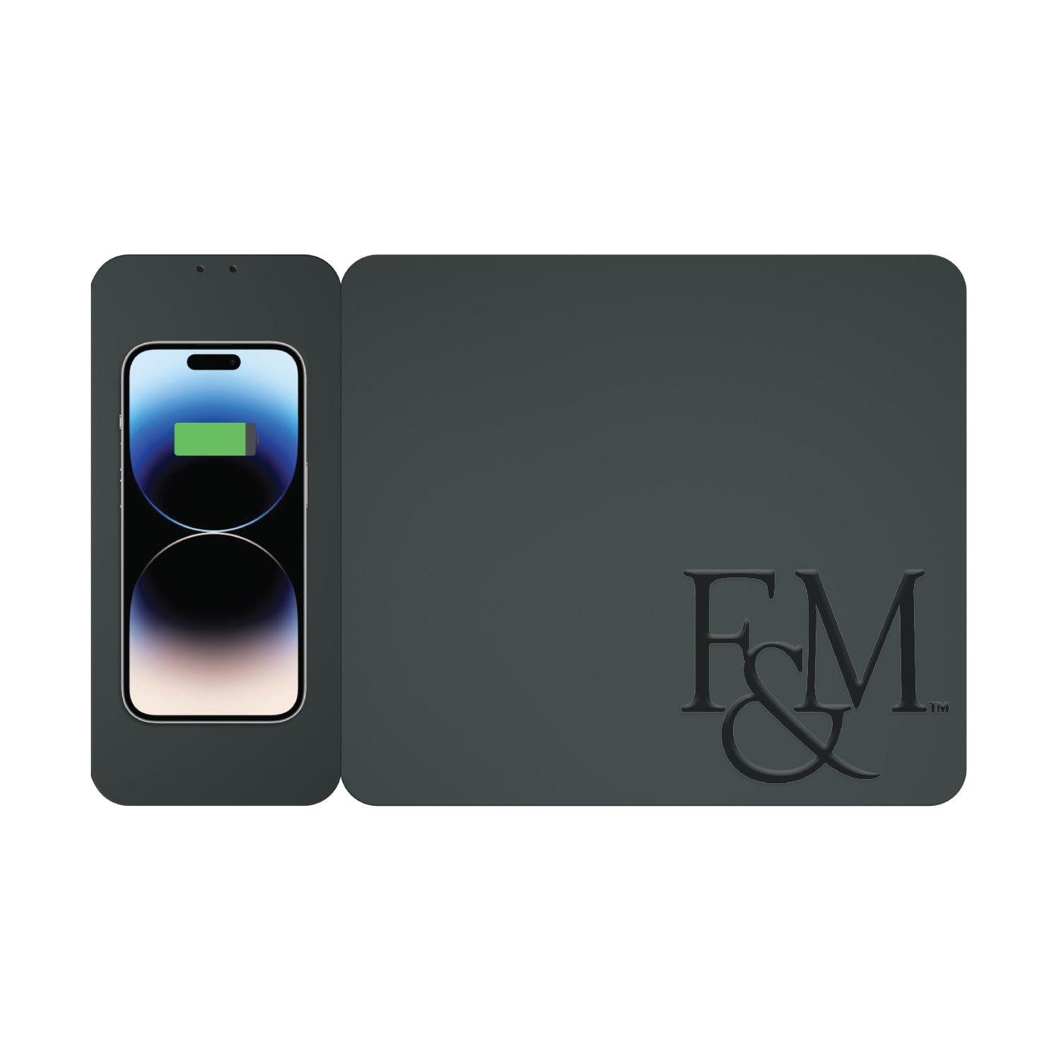 Franklin & Marshall College Leather Wireless Charging Mouse Pad, Black, Alumni V2
