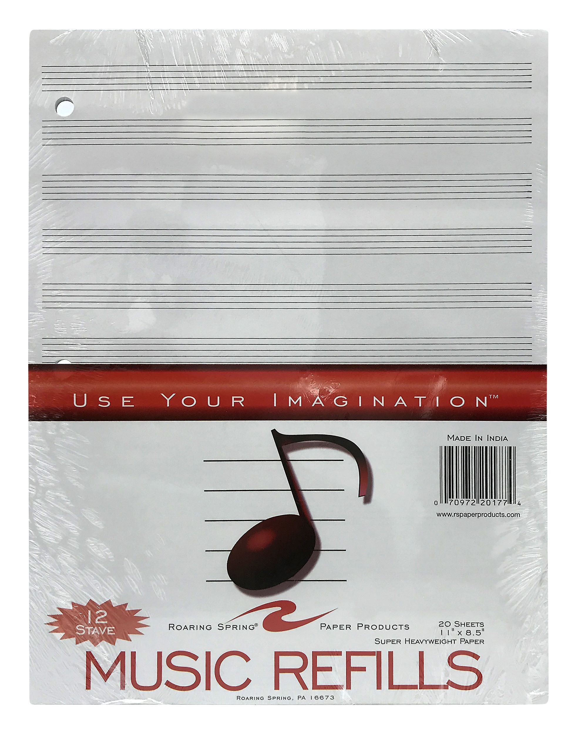 Roaring Springs Music Filler 8.5 in. x 11 in. 12 Stave 20 Count