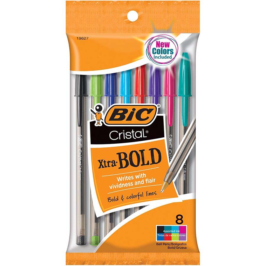 BIC Cristal Xtra Bold Pens Assorted 8Pack