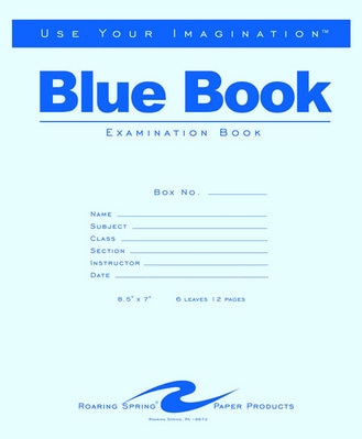 Roaring Spring Blue Exam Book 8.5 x 7 6 Sheets