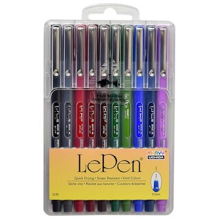 Le Pen 10 Piece Set Dark: Black, Red, Blue, Green, Brown, Lavender, Olive Green, Dark Grey, Burgundy, Oriental Blue