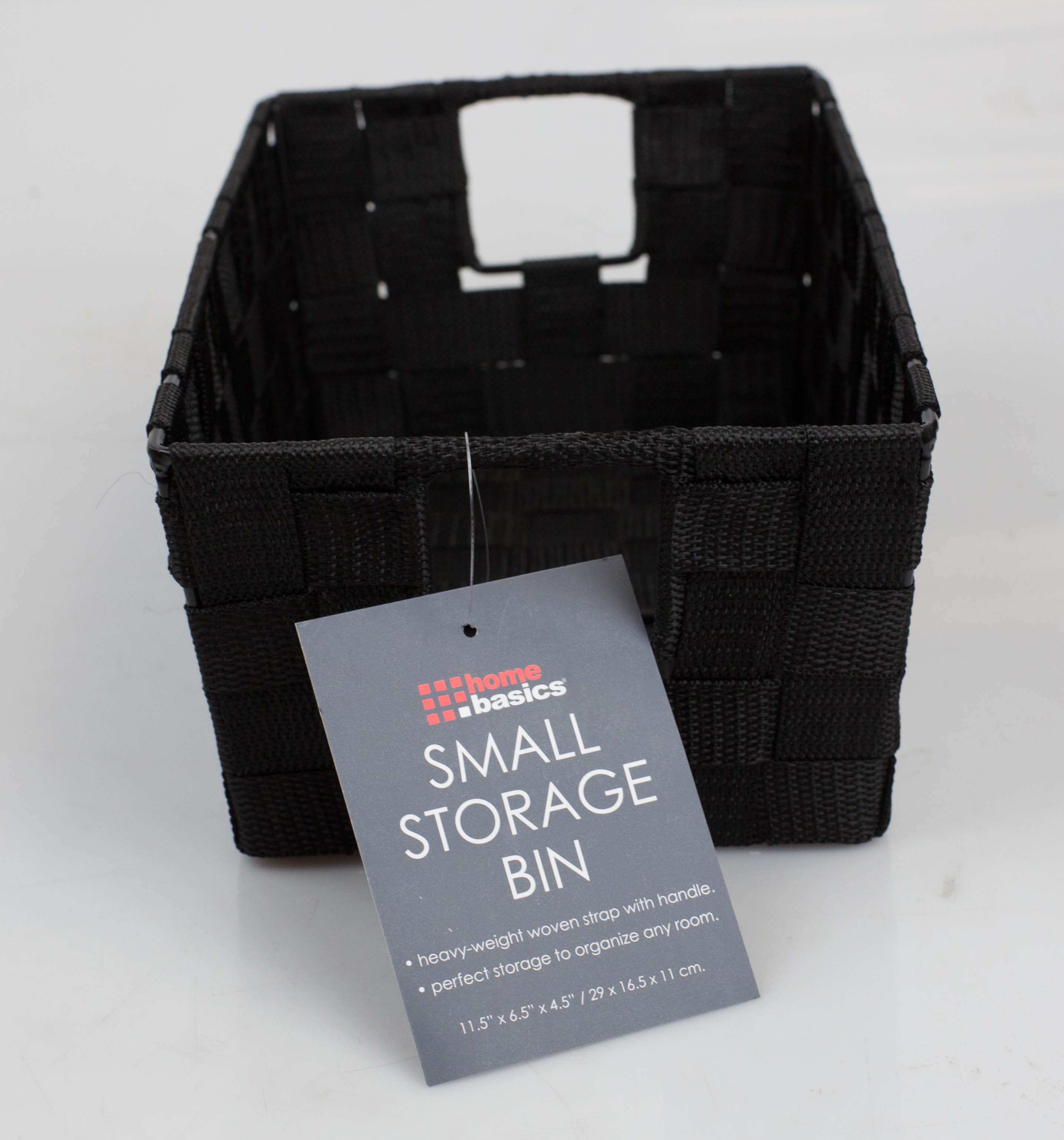 Tan Woven Strap Bin Small