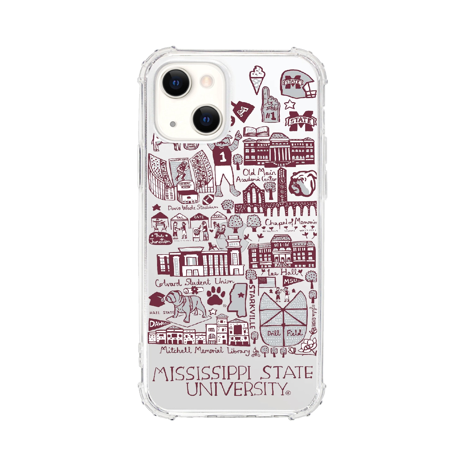 Mississippi State University V3, Tough Edge Phone Case, Julia Gash Cityscape - iPhone 14 Plus