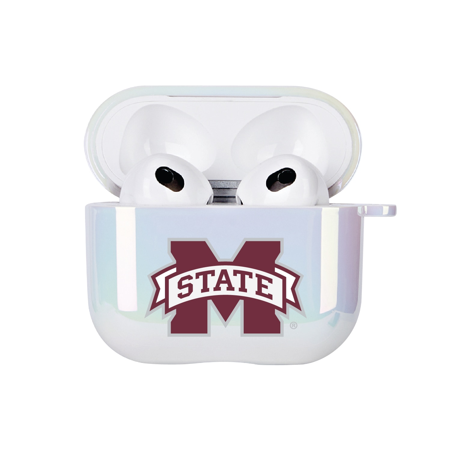 Mississippi State University - Airpod 3rd Gen Case (TPU), Iridescent White, Classic V1