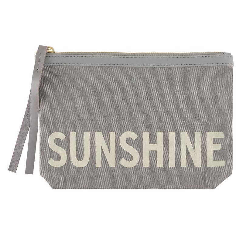 Sunshine Grey Canvas Zipper Pouch