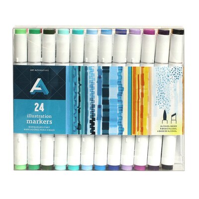 ILLUST ALCOHOL BASED DUAL TIP MRKR SET 24PC