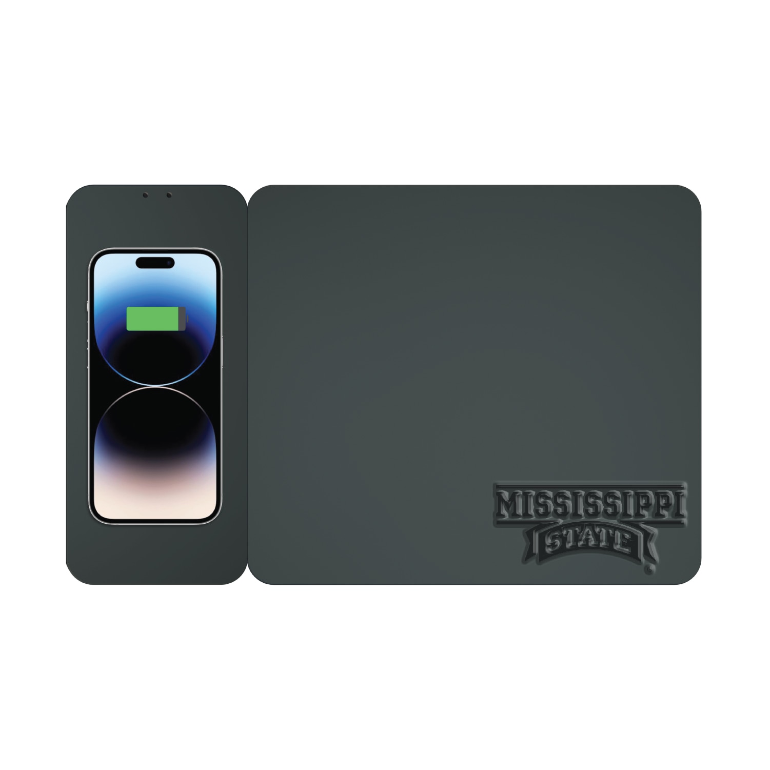 Mississippi State University Leather Wireless Charging Mouse Pad, Black, Alumni V2