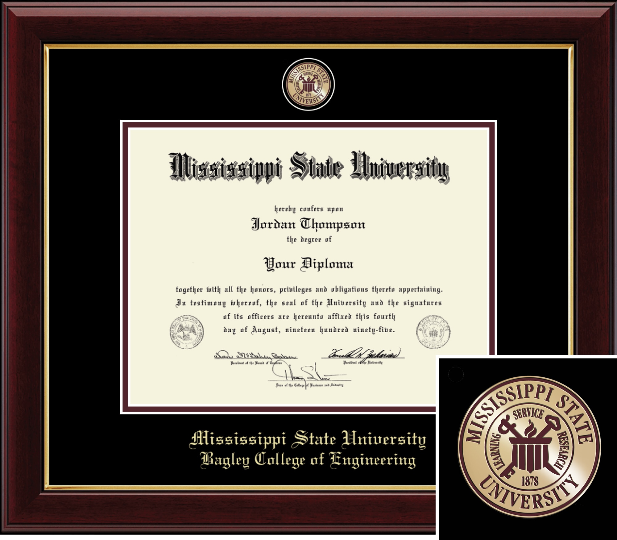 Church Hill Classics 8.5" x 11" Masterpiece Cherry Bagley College of Engineering Diploma Frame