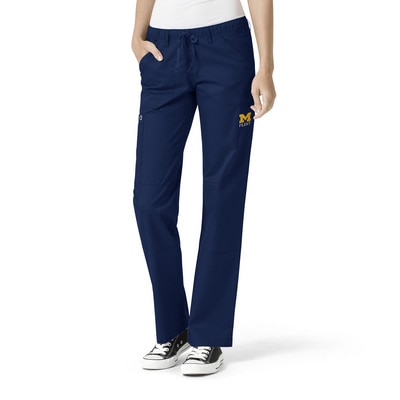 Michigan Wolverines Custom Decorated WonderWink WWK Women's Straight Leg Cargo Scrub Pant, 504FLNT1