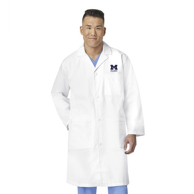 Michigan Wolverines Custom Decorated WonderWink WHT Men's Scrub Lab Coat, 7302FLNT1