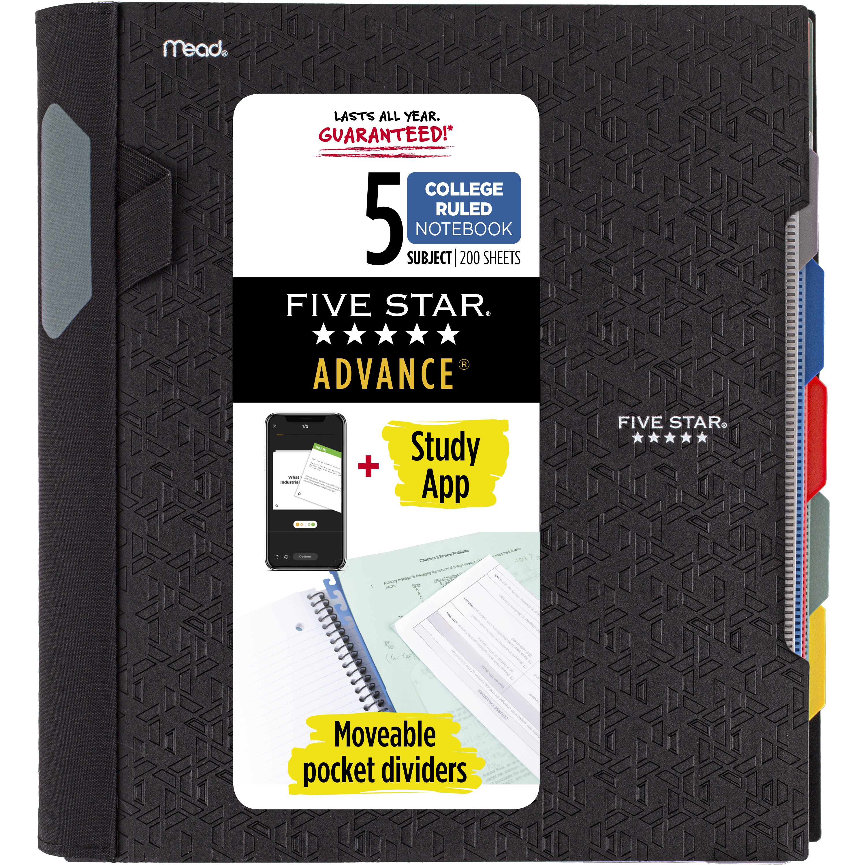 Five Star Advance 5 Subject Notebook 200ct CR