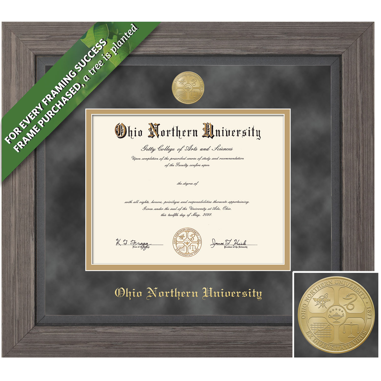 Framing Success 8 x 10 Greystone Silver Medallion Bachelors, Masters Diploma Frame